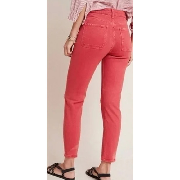 Pilcro for Anthropologie Washed Red High-Rise Slim Jeans Size 31 - Picture 2 of 12